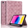 thumbnail image 1 of for iPad Air 11 inch (2025 M3/2024 M2) Case, Rhombus Grid Pattern Multiple Viewing Angles Stand Slim Folio Cover (Pink), 1 of 7