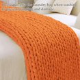 thumbnail image 5 of Chunky Knit Blanket Throw, 100% Hand Knit Chenille Throw Blanket for Sofa & Home Decor, Soft and Cozy Knitted Throw Blankets (Orange, 51"x63"), 5 of 17
