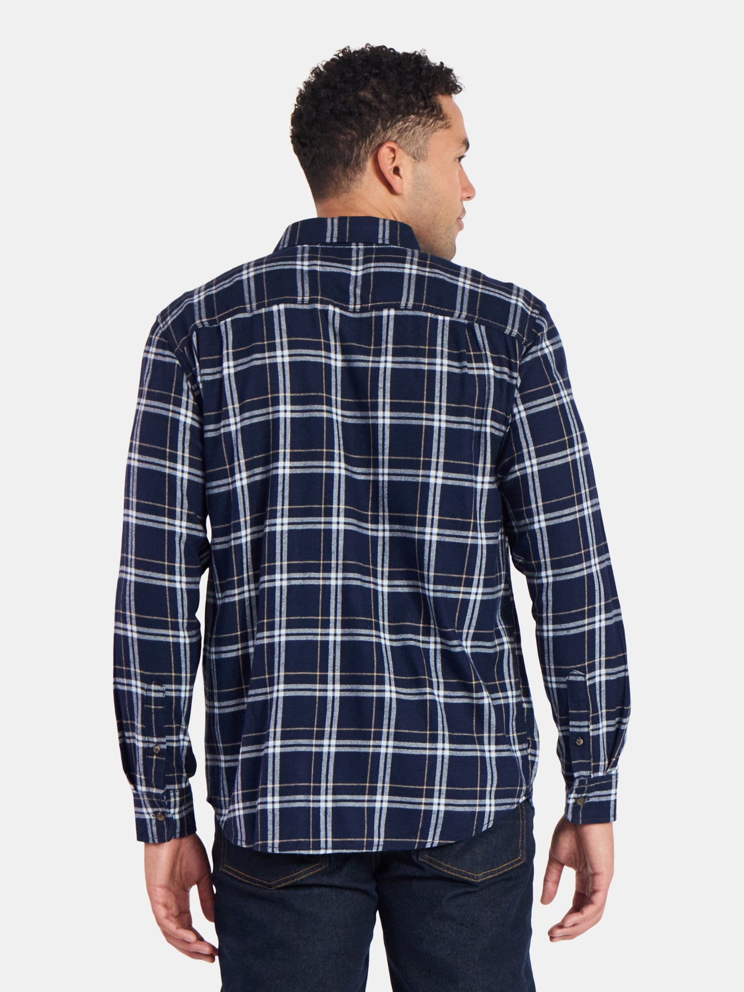 George Men's & Big Men's Relaxed Fit Double Pocket Flannel Shirt, Sizes XS-3XLT