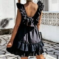 thumbnail image 5 of Bigersell Cocktail Dresses for Women Wedding Guest Women Fashion Casual Soild Ruffles Sleeveless Slash-Neck Ankle-Length Dress Regular Sweater Dress Style 8659, Female Extra long Dresses Black L, 5 of 7