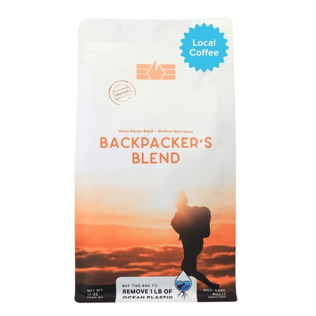 Local Blue Sail Coffee Backpacker's Blend, Dark Roast Ground Coffee, 12oz, Naturally Caffeinated