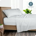 thumbnail image 4 of Bare Home Ultra-Soft Sheet Set - Premium 1800 Collection - Deep Pockets - 4-Pieces - King, Pinstripe - White/Midnight, 4 of 7