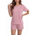 thumbnail image 6 of LUBOT 2026 Bamboo Viscose+Cotton Pajamas for Women Soft PJ Set 2 Piece Cooling Short Sleeve Summer Nightwear Sleepwear Pink 2XL, 6 of 7