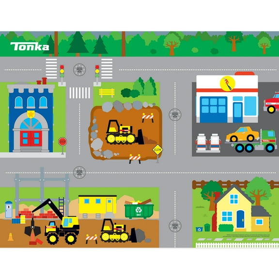 Imaginmat: Deluxe - Tonka - Floor Playmat & Toy Car, 30.5 x 20.5", Character Vehicle & Road Accessories, Durable EVA Foam Mat, Licensed, Kids Ages 3 