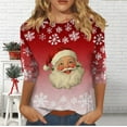 thumbnail image 3 of Oplxuo Women Christmas Shirts 3/4 Length Sleeves Crewneck Top Christmas Graphic Printed Tshirts Holiday Blouses, 3 of 5