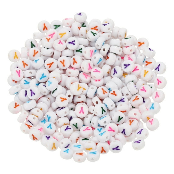 Uxcell Perles Rondes en Lettres, 300 Pcs Perles Alphabétiques en Acrylique Perles Blanches Lettres Colorées pour Fabrication de Bijoux Bracelets Colliers DIY, Multicolore