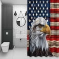 thumbnail image 4 of U.S. Flag Eagle Shower Curtain for Bathroom Decor, Independence Day Red Wood Striped Vintage Waterproof Fabric Shower Curtain, 72"x84" Set with 12 Hooks, 4 of 9
