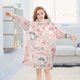 thumbnail image 5 of Dailycode Wearable Blanket Hoodie Oversized Sherpa Flannel Blankets with Pocket for 3-14 Year Old Hand Drawn Dogs and Flowers, 5 of 7