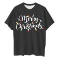 thumbnail image 4 of Active Tops Women T-Shirts Plus Size Women's Christmas Print Loose Crew Neck T Shirt Holiday Graphic Top for Comfortable Casual Wear Black 4XL, 4 of 4