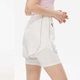 thumbnail image 5 of biudgviw Women's 2 in 1 Athletic Running Shorts Drawstring High Waisted Yoga Shorts Quick Dry Workout Shorts with Zipper Pockets, 5 of 5