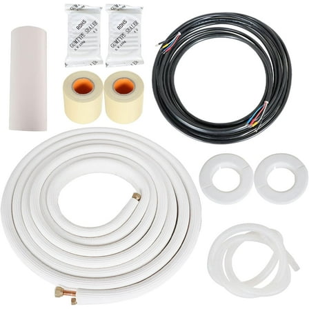 munirater 25 FT Air Conditioning Copper Hose Hose Extension, 1/4 and 1/2 Inch Thickened Insulation Cotton with Nuts and Other Accessories Fit for Mini Split Air Conditioner