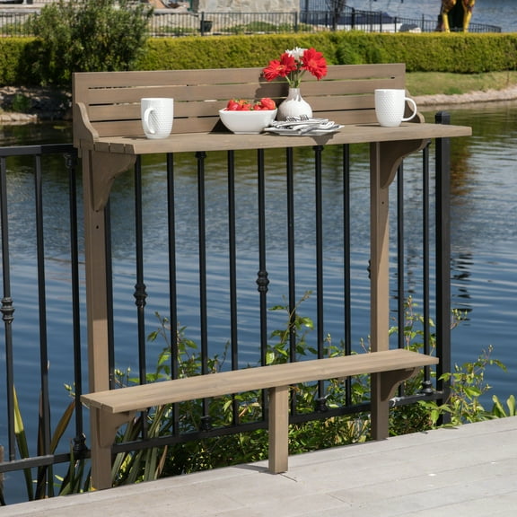 Outdoor Gray Wood Balcony Table - Perfect For Garden & Patio Made With Living Essential