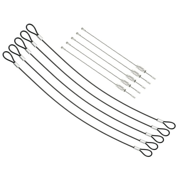 1.6Ft 2mm Dia Stainless Steel Safety Cable Lock with Double Loop Screwed Wire Cable Black 5 Pack