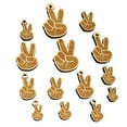 thumbnail image 1 of Peace Hand Sign Wood Mini Charms Shapes DIY Craft Jewelry - With Hole - 30mm (6pcs), 1 of 7