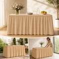 thumbnail image 6 of Farmhouse Gathered Table Skirt, Solid Plain Decorative Table Cover, for Wedding, Buffet, Home Party Display, 6 of 6