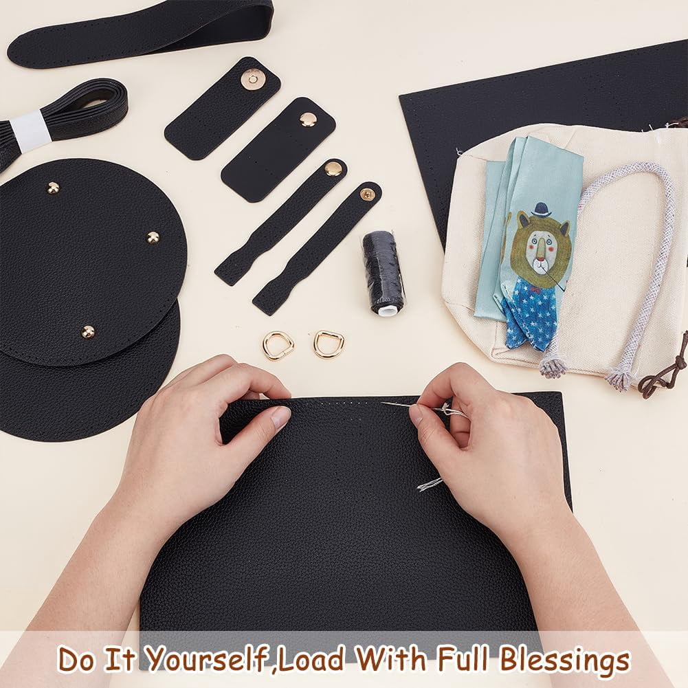 DIY Imitation Leather Bucket Bag Making Kit Crossbody Bag Handicraft Making Set for Women's Handbags Handmade Shoulder Bag Sewing Accessories for Birthday Christmas Holiday Black