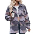 thumbnail image 3 of QATAINLAV Womens Shirts Casual Button Down Lapel Jackets Fashion Geometric Prints Cardigans Coats Long Sleeve Blouses Tops with Pockets Gifts for Mom Pink XXL, 3 of 4