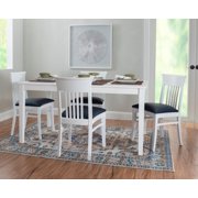 Linon Walcott Set of 2 Slat Back Dining Chairs Faux Leather Seats in White Wood