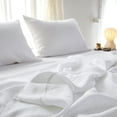 thumbnail image 6 of Simple&Opulence 100% French Linen Sheet Set Breathable Durable for Hot Sleepers Bedding 3 Pcs - 1 Flat Sheet,1 Fitted Sheet,1 Pillowcase with Hemstitch Lace Embroidery Design (White, Twin), 6 of 9