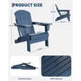 thumbnail image 2 of IdealHouse Folding Adirondack Chairs - HDPE All-Weather Outdoor Chairs 380 LBS Capacity, Fire Pit/Deck/Patio/Pool/Backyard (Navy Blue, 2pcs), 2 of 7