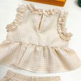 thumbnail image 6 of Toddler Baby Girl 2Pcs Summer Plaid Outfit Sleeveless Ruffle Peplum Tank Top & Shorts Set, 6 of 6