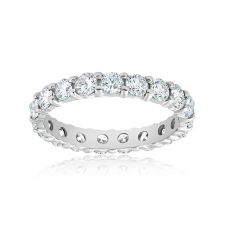 - Diamond Eternity Ring 2 Carat Womens Stackable Wedding Band 14K White Gold