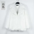 thumbnail image 5 of Faux Fur Mid Long Jacket Womens Elegant Notch Collar Fuzzy Fluffy Overcoat Full Sleeve Wedding Party Coat Outwear (XX-Large, White), 5 of 6
