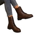 thumbnail image 3 of EKVAHL Women's Orthopedic Boots, Non‑Slip Faux Leather Lug Sole Booties, Round Toe Casual Walking Boots For Daily Street Brown, 3 of 5