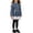Blue, variant on TIREOW Girls Denim Shacket Jacket Lace Hem Ruched Waist Button Front Long Sleeve Casual Denim Outerwear Coat