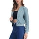 thumbnail image 4 of Chaqueta de mujer INSPIRE CHIC de ante sintético, abrigo corto, con cuello de pie, cierre de cremallera, chaquetas de moto bomber XS gris azul, 4 of 6