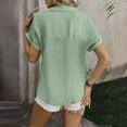 thumbnail image 4 of vigerkar Womens Summer Button Down Shirts Lapel Short Sleeve Shirt Collared Casual Comfy Blouses Tops Green, XXL, 4 of 6