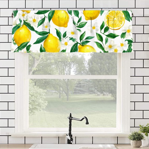 AshasdS Lemon Pattern Polyester Curtain Valance for Home Bedroom Living Room Kitchen Window Decor 54x18 inch