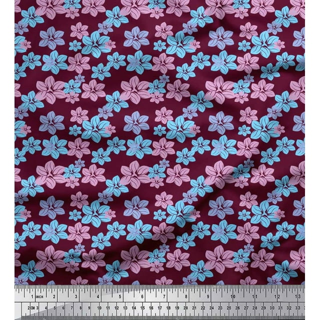 Soimoi Poly Georgette Fabric Artistic Floral Print Fabric by the Yard 52 Inch Wide