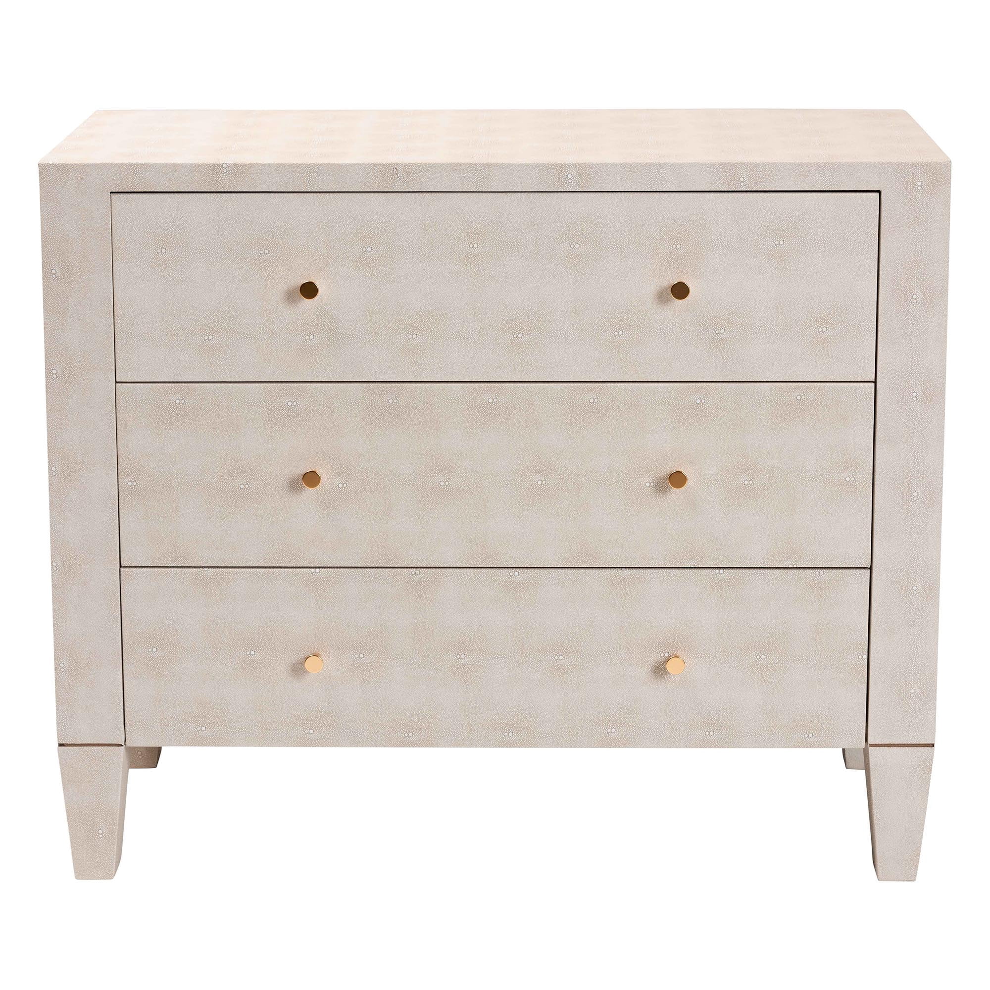 Baxton Studio Leyna Modern Storage Cabinet, 3-Drawer, Brass