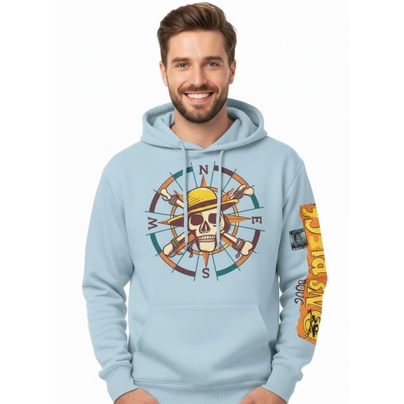 One Piece, Men's & Big Men's Graphic Hoodie, Jolly Roger Compass, Sizes S-3XL