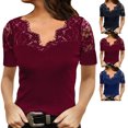 thumbnail image 3 of Blusas de encaje de moda, blusa de encaje con cuello en V informal para mujer, camisa de encaje, diseño a prueba de futuro, 3 of 6