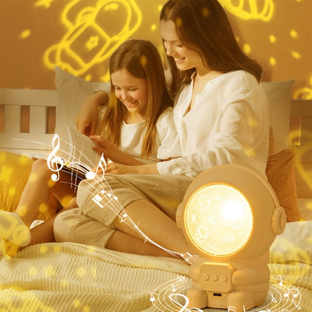 Fiudx Decoración del hogar Proyector de estrellas y galaxia con astronauta, lámpara de luz nocturna para decoración de techo de habitación, regalos con dormitorio