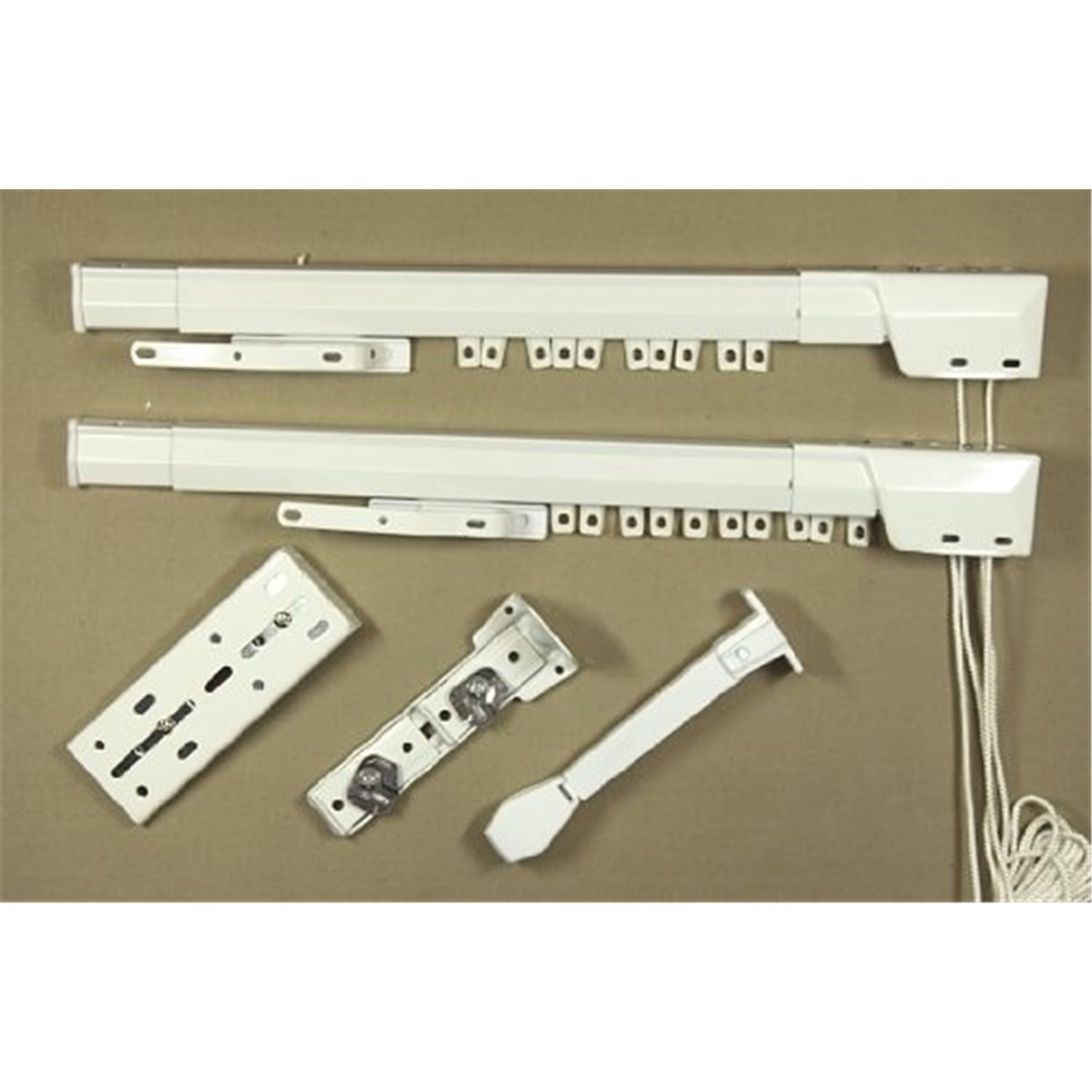 Heavy Duty Double Traverse Rod - One Way Cord Right 48-84 inch - White