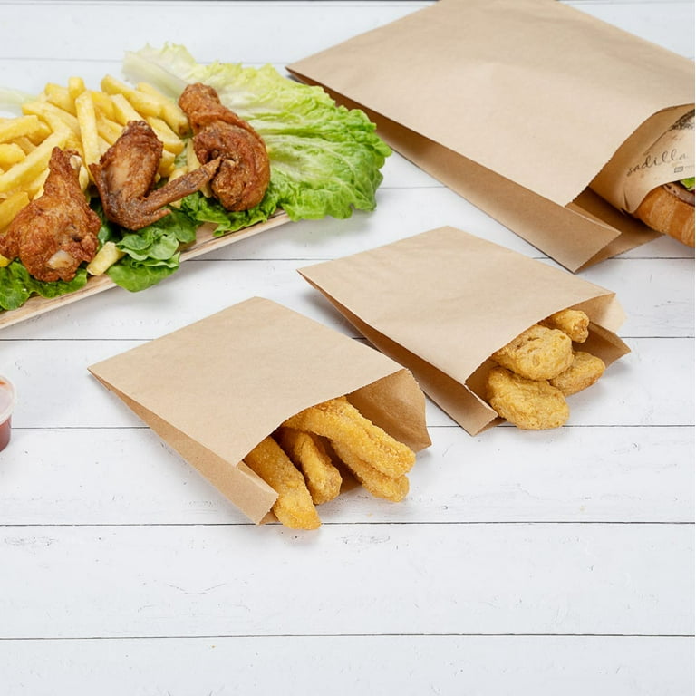 Bag Tek Kraft Paper French Fry / Snack Bag - 4 1/4 x 1 1/2 x 6 1