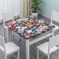 thumbnail image 3 of Pioneer Flower Floral Print Pattern Square Fitted Tablecloth with Elastic Edge,Square Table Cover,Washable Elastic Table Cover for Home Kitchen Party Decor 36"x36", 3 of 6