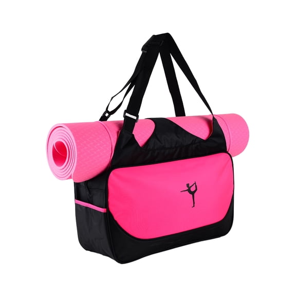 Minnieouse El paño fácil llevar el amplio del bolso de la estera de la yoga y el deporte de la yoga de la capacidad grande empaquetan el bolso Envolturas para manijas de equipaje rojo rosado