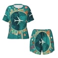 thumbnail image 5 of "Wukai Around The Planet Women's Pajama Set - Short-Sleeve Top and Shorts with Elastic Waistband and Pockets for Loungewear, Yoga, and Casual Wear-XX-Large, 5 of 8