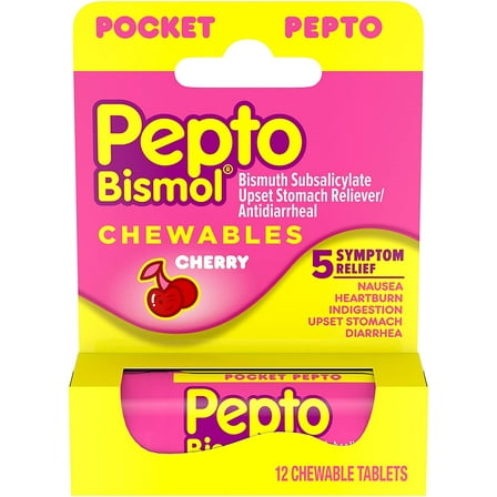 Pepto-Bismol To-Go Chewable Tablets Cherry 12 ea (Pack of 2)