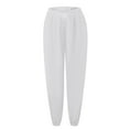 thumbnail image 4 of Sngxgn Women Pants Casual Straight Leg Comfy Drawstring Lounge Running Long Active(White,M), 4 of 4