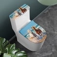 thumbnail image 3 of HELLHERO Horses and Beaches Stylish 2 Piece Set Toilet Top Cover Set, Soft Polyester Fabric Toilet Seat Lid Cover & Dustproof, Washable, Stretchy Fabric, Machine Washable, 3 of 7