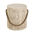 thumbnail image 4 of Outdoor Rustic Side Table with Realistic Wood Grain & Decorative Simulated Braided Cord, Indoor End Table for Living Room Home Office Patio Balcony Decor, 4 of 8