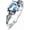 Aqua Blue, variant on 2ct Vintage Birthstone Heart Ring 925 Sterling Silver Retro Oxidized Band Ring with Crystal from Austria, Birthday Anniversary Jewelry Gifts for Women Her
