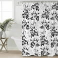 thumbnail image 2 of 54x78 Inch Shower Curtain Decorative Black Gray Botanical Bathtub Bath Curtains Fabric Waterproof Bathroom Decor Vintage Nature Flower Small Stall Shower Curtain Set with 12 Hooks, 2 of 6