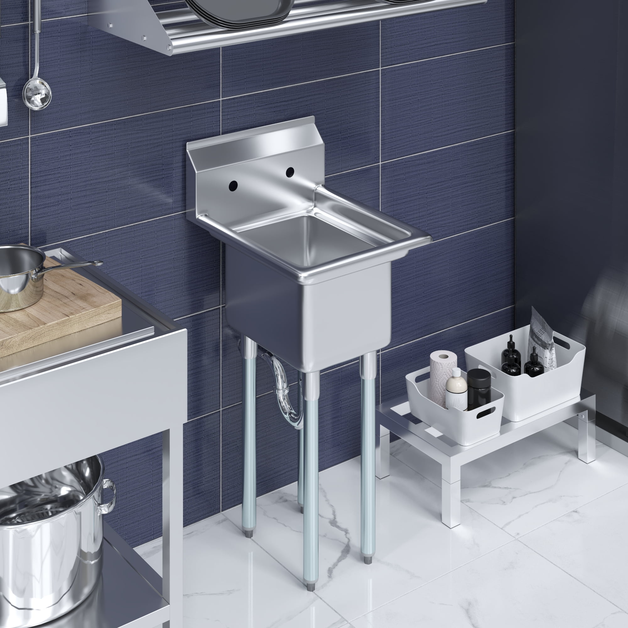 AmGood  22 in. x 18 in. Stainless Steel One Compartment Sink with 12 in. x 16 in. x 10 in. Bowl