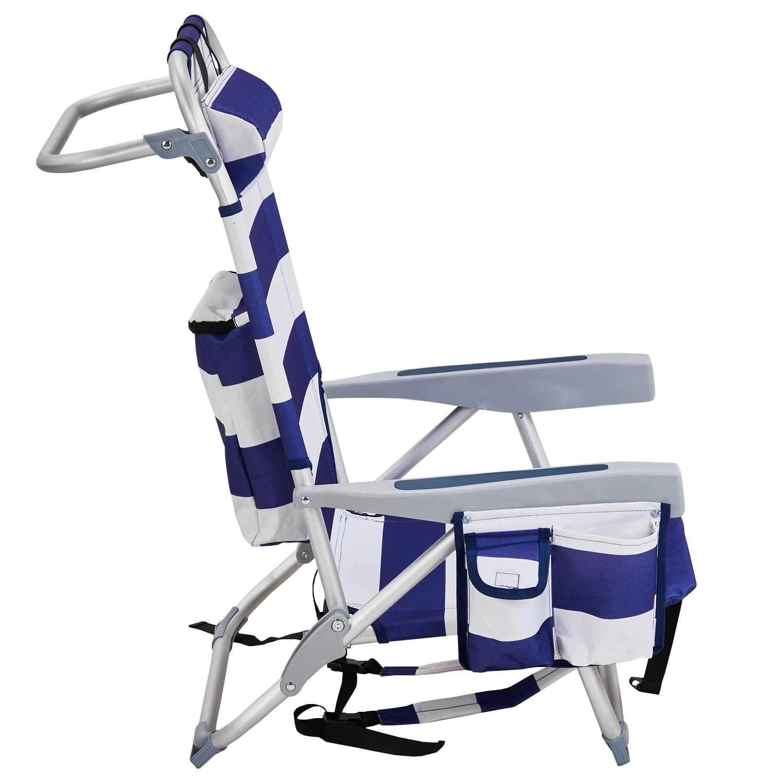 Beach Chair, Short Oxford Cloth Silver White Aluminum Tube Bearing Blue 63*65*82cm